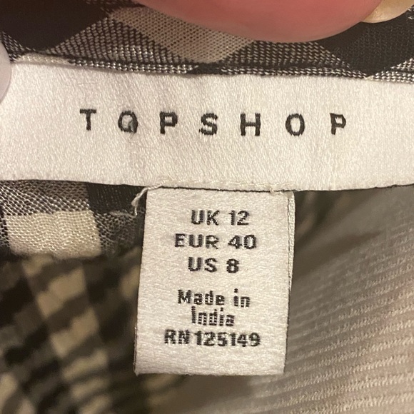 Topshop Black White Gingham Check Wrap Ruffle Dress Mini 8 M Summer - Picture 6 of 8